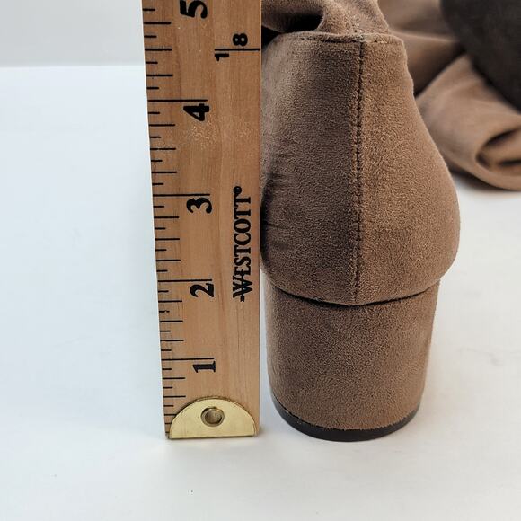 Steve Madden Carli Boots 8.5M Suede Over Knee Zip 2" Block Heel Carmel Dressy - Picture 6 of 12